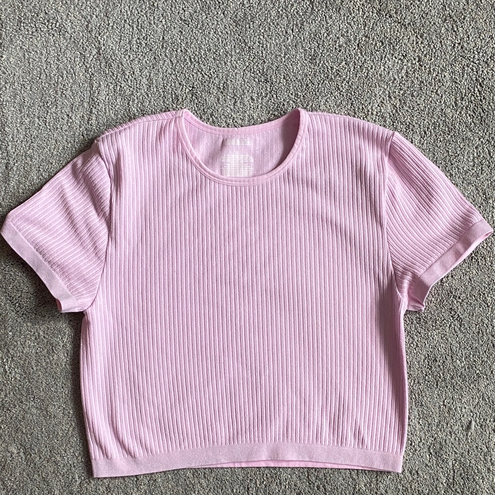 wild fable Light Pink Ribbed Short Sleeve Tee